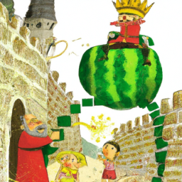 tells the story of how the city found its new King, a melon. As the story progresses, their King orders the construction of an arch, which turns out to be too low. It struck the King's head, causing his crown to fall off.